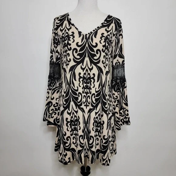 Boho, Hippie, Peasant Crochet Dress Black Medium. - Picture 12 of 12